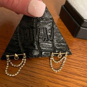 Luv AJ gold hanging chain earrings